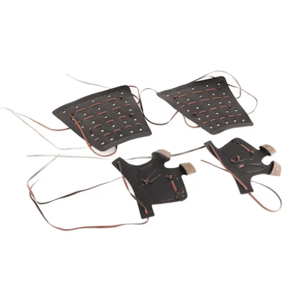 Middelalder Handskebånd Armbind Vambrace med Handsker Kunstlæder Armrustning Nitbandage Punk Armbeskyttere Cosplay Kostume