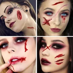 Midlertidige tatoveringer til Halloween 10 ark flerfarvet
