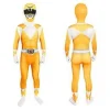 Mighty Morphin Power Rangers Cosplay Kostume Jumpsuit Bodysuit Fest Udklædningssæt til Unisex (160 Gul)
