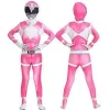 Mighty Morphin Power Rangers Cosplay Kostume Jumpsuit Bodysuit Festlig Udklædningssæt til Mænd Kvinder (160 Pink)