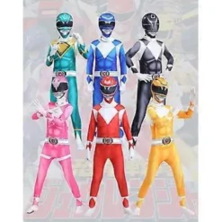 Mighty Morphin Power Rangers Cosplay Kostume Jumpsuit Bodysuit Festlig Udklædningssæt til Mænd Kvinder (160 Pink)