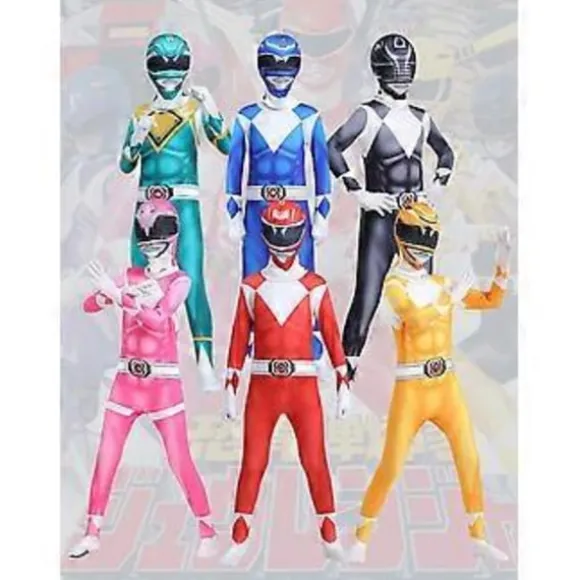 Mighty Morphin Power Rangers Cosplay Kostume Jumpsuit Bodysuit Festlig Udklædningssæt til Mænd Kvinder (160 Pink)