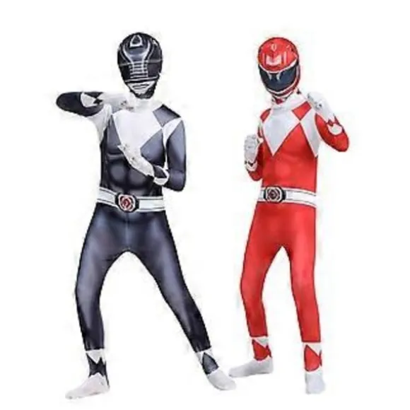 Mighty Morphin Power Rangers Cosplay Kostume Jumpsuit Bodysuit Fest Udklædningssæt til Unisex (150 Grøn)