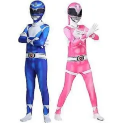 Mighty Morphin Power Rangers Cosplay Kostume Jumpsuit Bodysuit Festlig Udklædningssæt til Mænd Kvinder (170 Pink)