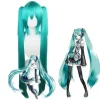 Miku Cosplay Komplet Sæt Sølv Læderstofdragt Miku Cosplay Hovedbeklædning Kostume Outfit JK Sailor Kjole High School Uniform Hallow-WELLNGS