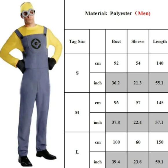 Minions-kostume til voksne og børn, udklædningstøj, cosplay, Grusomme Mig, dreng og pige Herre Mens L