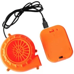 Miniventilator USB-opladning Miniblæser med batteriboks til oppusteligt spiltøj, dragter, orange blæser