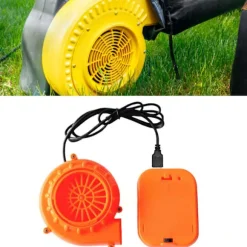 Miniventilator USB-opladning Miniblæser med batteriboks til oppusteligt spiltøj, dragter, orange blæser