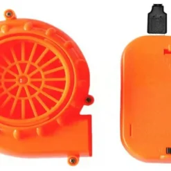 Miniventilator USB-opladning Miniblæser med batteriboks til oppusteligt spiltøj, dragter, orange blæser