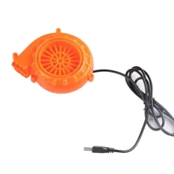 Miniventilator USB-opladning Miniblæser med batteriboks til oppusteligt spiltøj, dragter, orange blæser