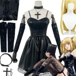 Misa Amane Death Note Cosplay Kostume med Paryk & Kjolesæt [JUN] Only Wig One Size