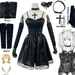 Misa Amane Death Note Cosplay Kostume med Paryk & Kjolesæt [JUN] Only Wig One Size
