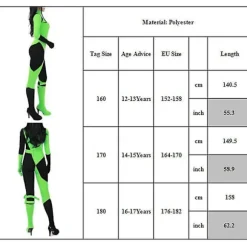 Miss Go Cosplay Jumpsuit Kostume Shego Halloween Fest Fancy Dress Up Body
