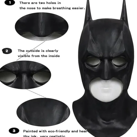 Mænd Batman Maske Halloween Fest Cosplay Kostume Prop Hovedbeklædning