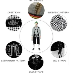 Mænds Bayerisk Oktoberfest Kostume Sæt Til At Klæde Sig Op Til Oktoberfest Og Ølfestival 2XL Black