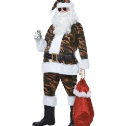 Mænds Camouflage Julemand - Voksen Kostume Yellow XL