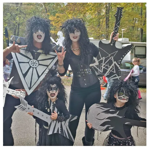 Mænds 80'er Lang Krøllet Sort Rocker Kostume Paryk