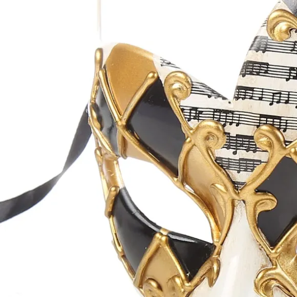 Mænds Maskerademaske (Guld/Sort), Vintage Venetiansk Ternet M