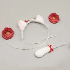 Modetøj Kostumer Pige Broderi Tøj HVID&RØD White&Red Hovedbøjle Haler-Hovedbøjle Haler_YF White&Red Headband Tails-Headband Tails