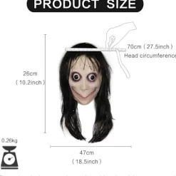 Molezu Momo Maske Skræmmende Maske, Uhæggelig Maske Monster Maske, Horror Kostumer Fest Gummi Latex Maske til Halloween Voksen