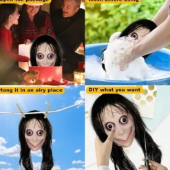 Molezu Momo Maske Skræmmende Maske, Uhæggelig Maske Monster Maske, Horror Kostumer Fest Gummi Latex Maske til Halloween Voksen
