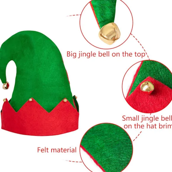 Moon Boat 3-pak Jule-nisse Filt Hat - Jingle Bells Juleferie Fest Kostume Gaver Tilbehør