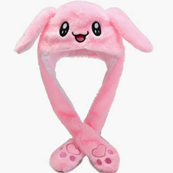 Moving Ear Rabbit Hat, Plys Bunny Ears Pandebånd Halloween Animal Easter Cosplay Rabbit--Pink