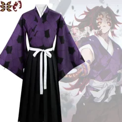 Mub- Demon Slayer Kimetsu no Yaiba Kokushibo/Tsugikuni Michikatsu Anime Kimono Cosplay Kostume 2 XL
