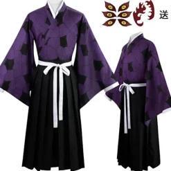 Mub- Demon Slayer Kimetsu no Yaiba Kokushibo/Tsugikuni Michikatsu Anime Kimono Cosplay Kostume 2 XL