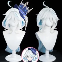 Mub- ecowalson Focalors Kostume Cosplay Spil Genshin Impact Cosplay Anime Focalors Paryk Rollespilsdragt paryk wig wig 2 XL