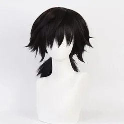 Mub- Fitspi Demon Slayer Giyu Tomioka Cosplay-kostume, Uniform, Børn/Voksen Festparyk Wig S
