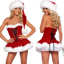 Mub- Ny kvinde julemandskostume Cosplay julefrokost sexet julemandskostume til kvinder rød Z Red M