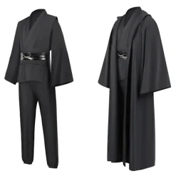 Mub- Obi wan Kenobi Premium Kvalitets Cosplay Kostume sort Jedi Robe fra Star Wars til Lyssværdsduel Sort Black 2 XL