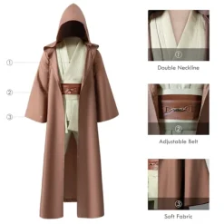 Mub- Obi wan Kenobi Premium Kvalitets Cosplay Kostume sort Jedi Robe fra Star Wars til Lyssværdsduel Sort Black 2 XL