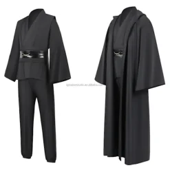 Mub- Obi wan Kenobi Premium Kvalitets Cosplay Kostume sort Jedi Robe fra Star Wars til Lyssværdsduel Sort Black 2 XL