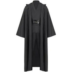 Mub- Obi wan Kenobi Premium Kvalitets Cosplay Kostume sort Jedi Robe fra Star Wars til Lyssværdsduel Sort Black 2 XL