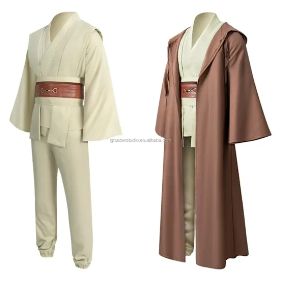Mub- Obi wan Kenobi Premium Quality Cosplay Kostume Brun Jedi Kappe fra Star the Wars til Lightsaber Dueling Brown 2 XL