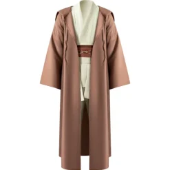 Mub- Obi wan Kenobi Premium Quality Cosplay Kostume Brun Jedi Kappe fra Star the Wars til Lightsaber Dueling Brown 2 XL
