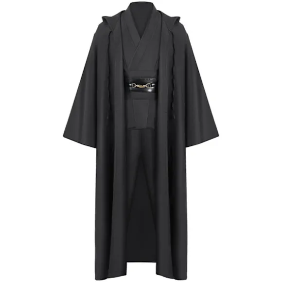 Mub- Obi wan Kenobi Premium Quality Cosplay Kostume sort Jedi Robe fra Star the Wars til Lightsaber Dueling Sort Black XL