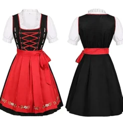 Mub- Oktoberfest ølkjole til kvinder, tysk kjole med firkantet hals, forklædningskostume til cosplay-fest, kjoler til kvinder, festivaloptræden 1 y 1 XL | Fyndiq