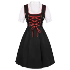 Mub- Oktoberfest ølkjole til kvinder, tysk kjole med firkantet hals, forklædningskostume til cosplay-fest, kjoler til kvinder, festivaloptræden 1 y 1 XL | Fyndiq