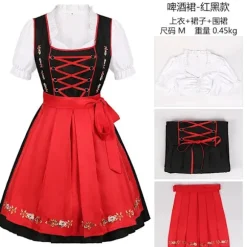 Mub- Oktoberfest ølpige tysk kjole firkantet hals forklædekjole cosplay kostume festkjoler til kvinder festivaloptræden 1 G 1 2 XL