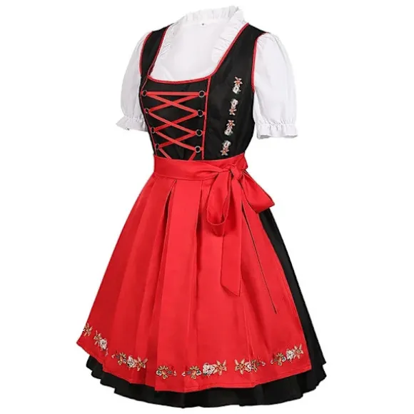 Mub- Oktoberfest ølpige tysk kjole firkantet hals forklædekjole cosplay kostume festkjoler til kvinder festivaloptræden 1 G 1 2 XL