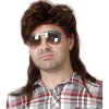 Mullet parykker til mænd 70'er 80'er kostume kostumer mænd brun fancy fest tilbehør cosplay hår paryk, CJY