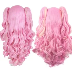 Multi-farvet Lolita Lang Krøllet Clip på Ponytails Cosplay Paryk (Pin