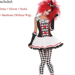 Multiple Lady Cirkusklovn Kostume Skør Fræk Harlekin Pennywise Rollespil Cosplay Karneval Halloween Fancy Festkjole Rød Red XXL