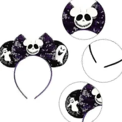 Museøre Hårbøjle til Kvinder og Piger, Pailletsløjfe Glitter Hårbøjle til Fester og Halloween