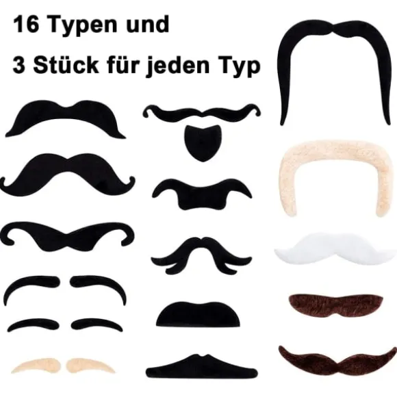 Mustache selvklæbende 48 falske skæg til at lime Schnauzer Fake 48 stk