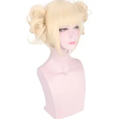 My Hero Academia Himiko Toga Cosplay Paryk – Blondt Delt Hår med Tigerklo-clips, Varmebestandig Syntetisk *DM-8255* DM-8255