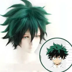 My Hero Academia Izuku Midoriya Cosplay Parykker Grøn Sort Kort Paryk Med Pandehår Syntetiske Hår Parykker - Perfekt